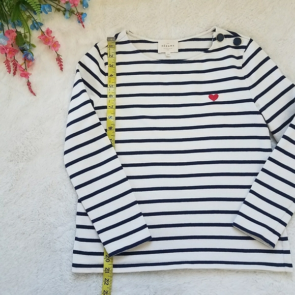 Sezane Colette Mariniere Striped Top Tee - Picture 6 of 9